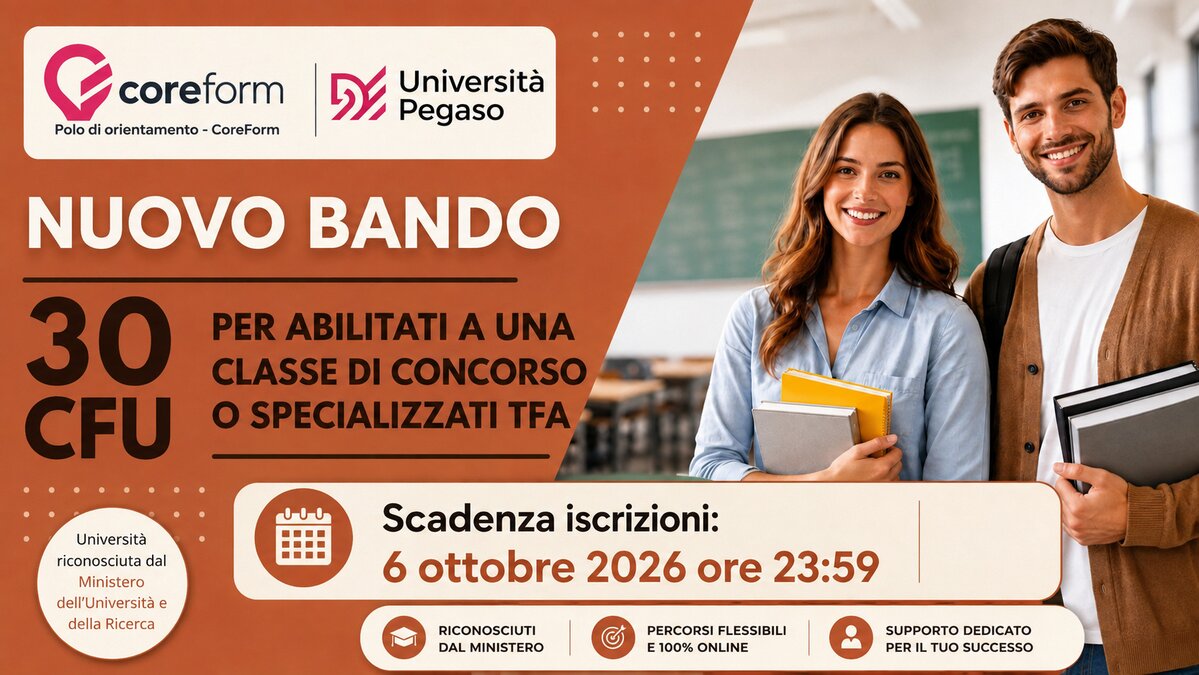 Nuovo bando 30 CFU ex art.13 Università Pegaso - scadenza iscrizioni 6 ottobre 2026