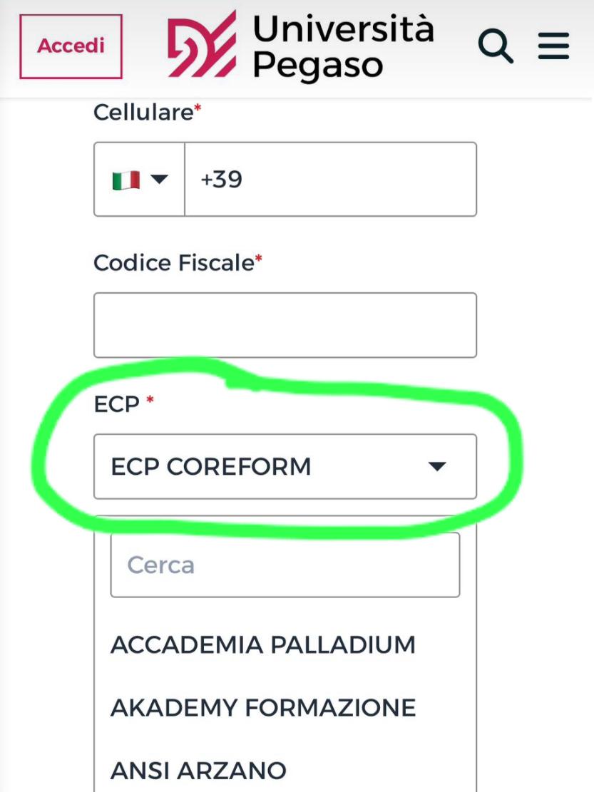 Seleziona ECP COREFORM